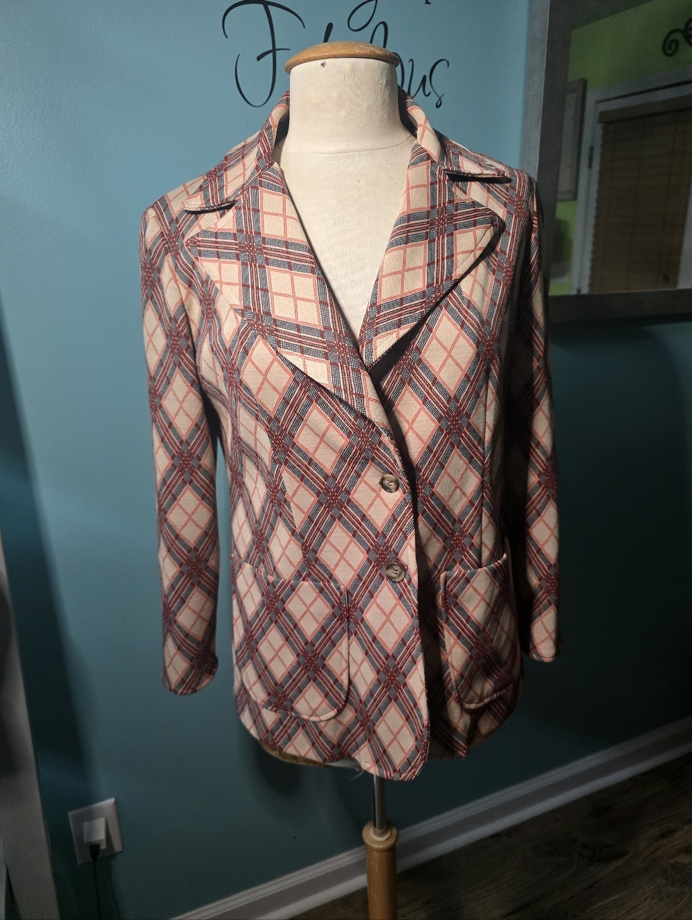 Timeless 1970's Plaid Polyester Blazer Jacket